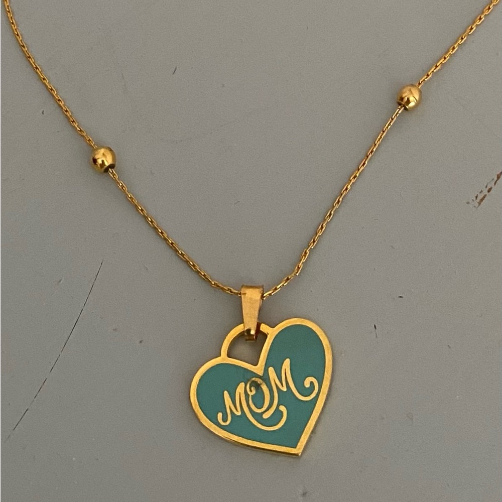 Alex And Ani Adjustable Goldtone Necklace with Turquoise Mom Charm